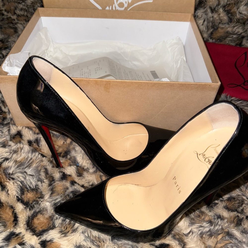 Christian Louboutin Black Patent Stiletto Pumps with Red Soles